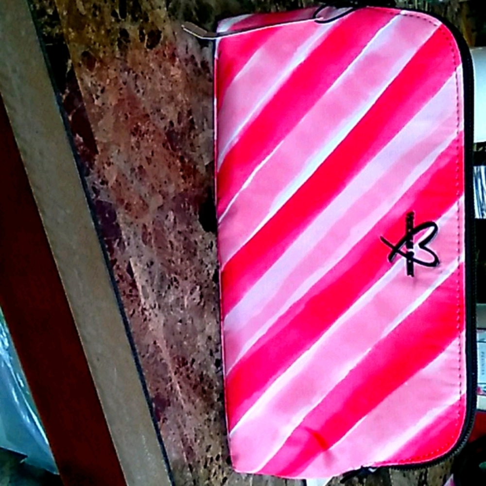 Victoria Secret Signature Striped pink makeup bag